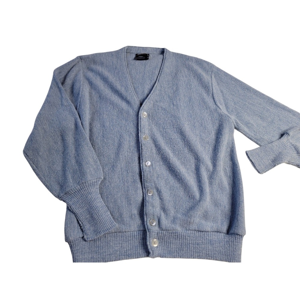 Vintage JC Penney Men's Shop Light Blue Sweater Wool M Medium